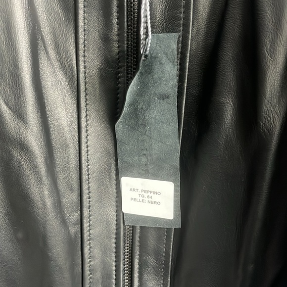 Italian Black Leather Zip Up Jacket Made by CURGÈ Mens size 2XL NWT #9 - Picture 3 of 10